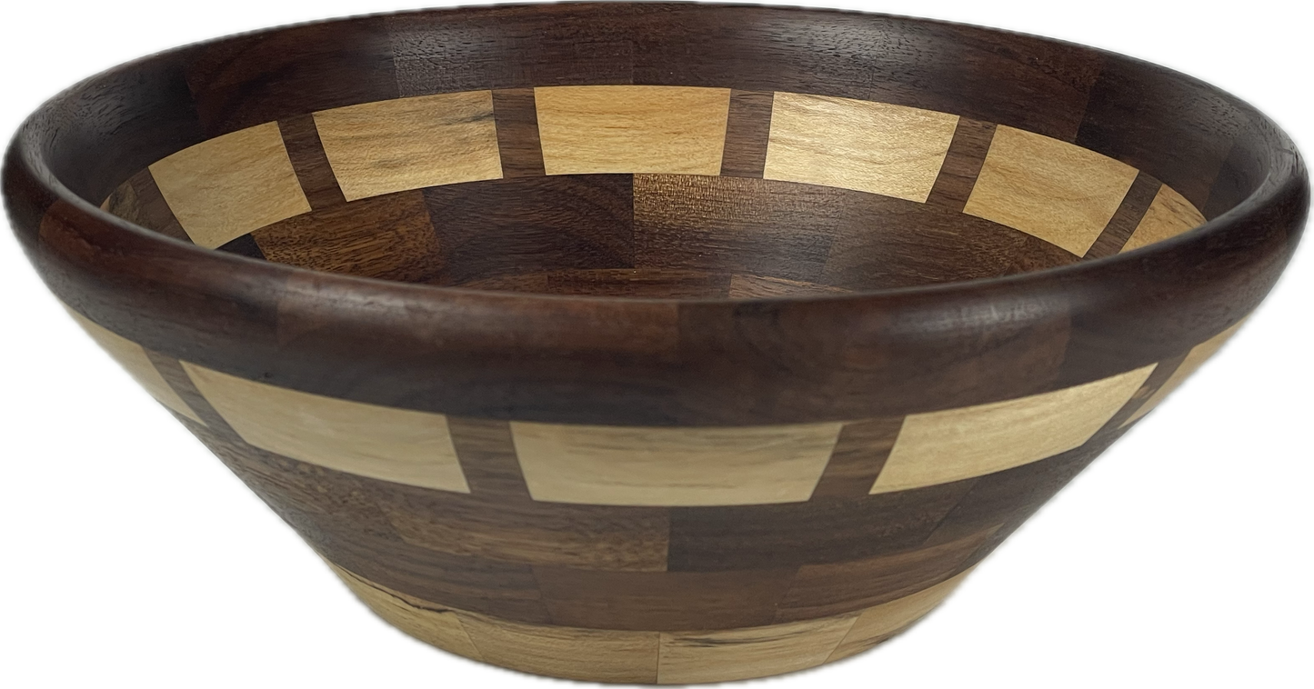 Segmented Walnut Bowl with Maple Accents