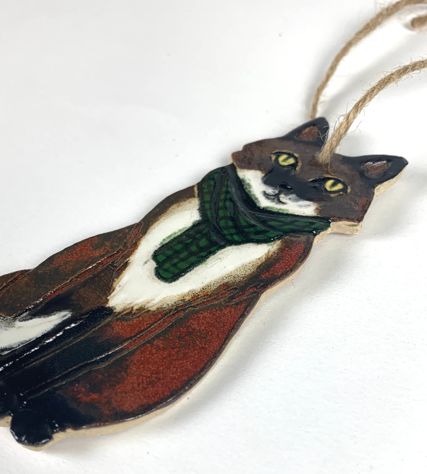 Plaid Scarf Fox Ornament