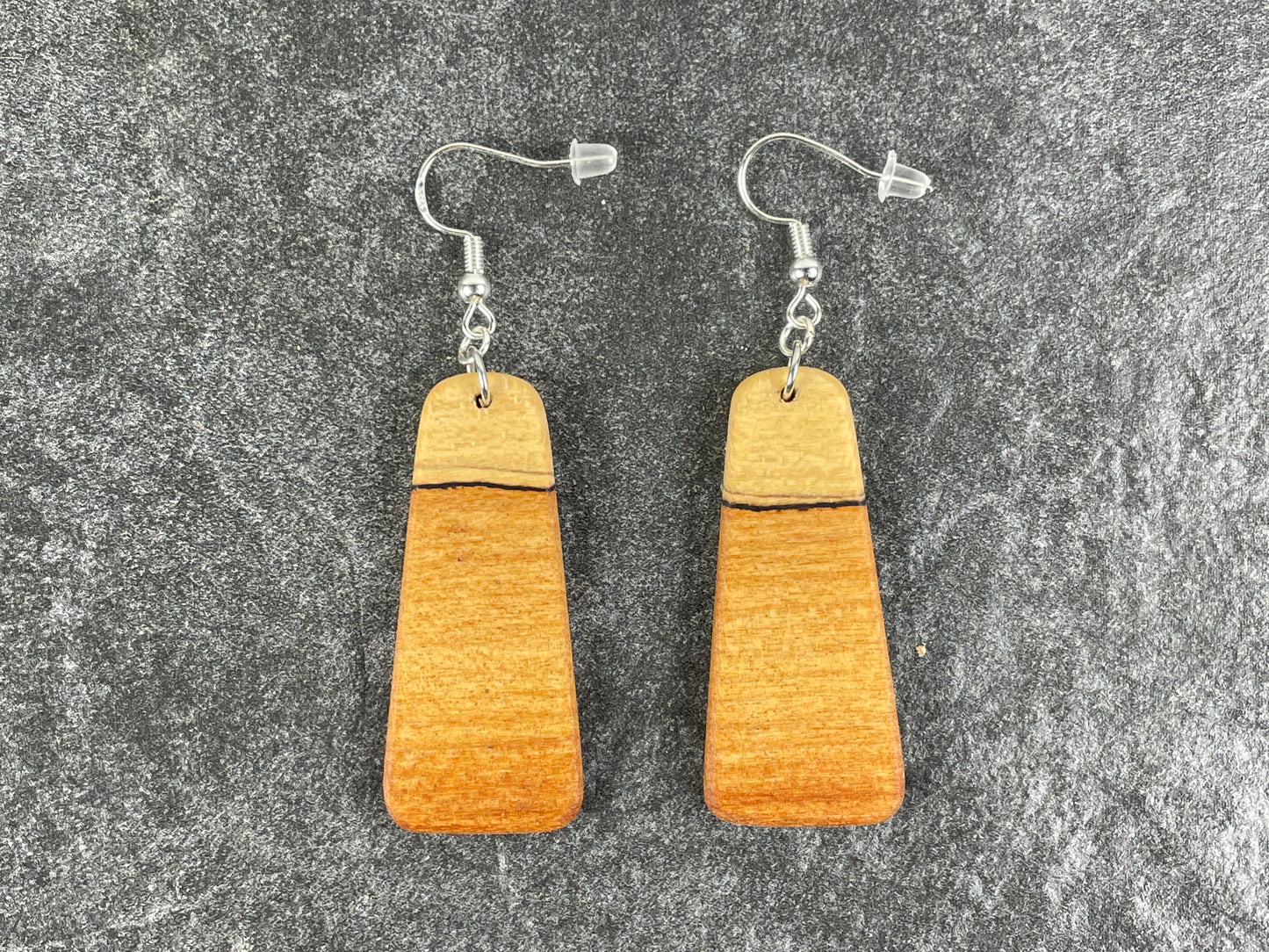 Two-Tone Maple Trapezoid Earrings