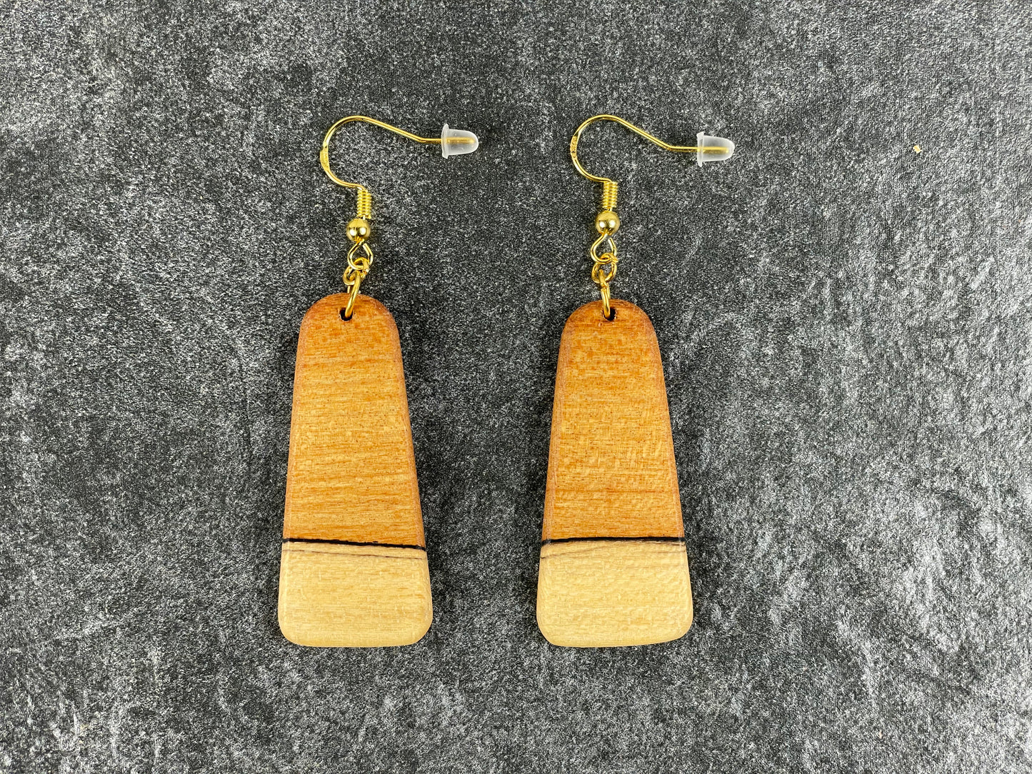 Two-Tone Maple Trapezoid Earrings