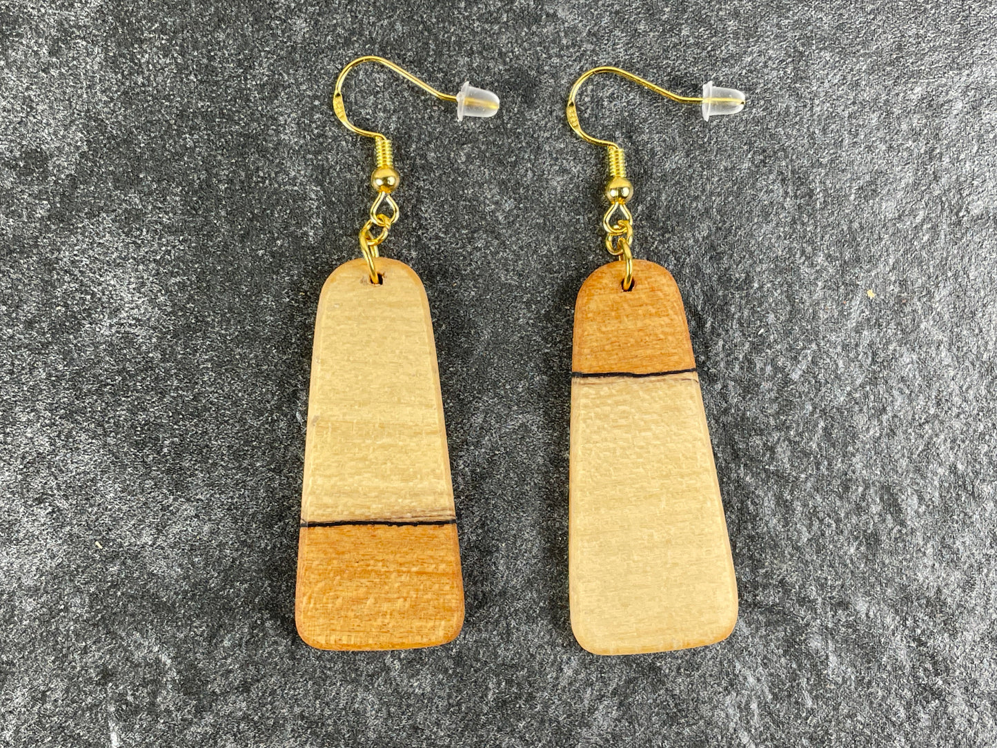 Two-Tone Maple Trapezoid Earrings