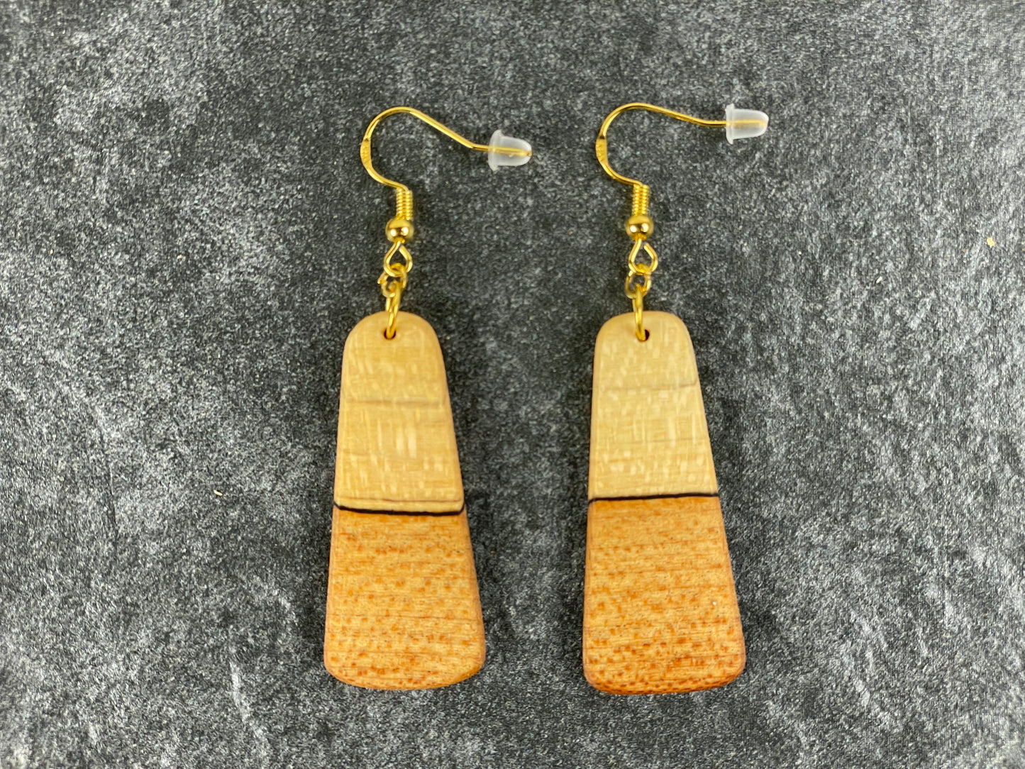 Two-Tone Maple Trapezoid Earrings