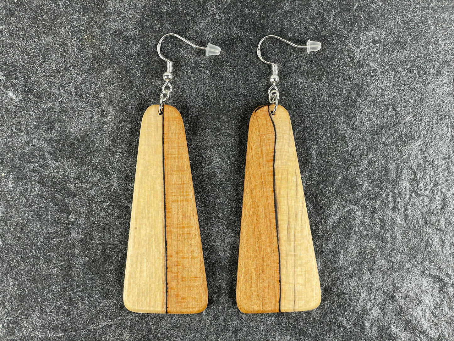 Two-Tone Maple Trapezoid Earrings