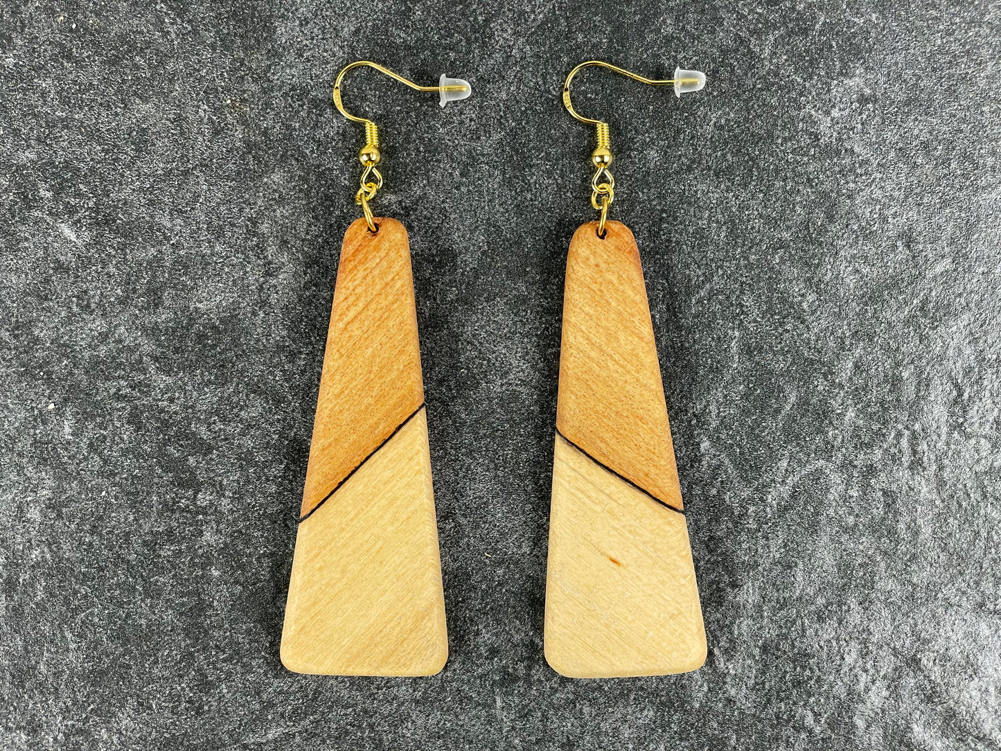 Two-Tone Maple Trapezoid Earrings
