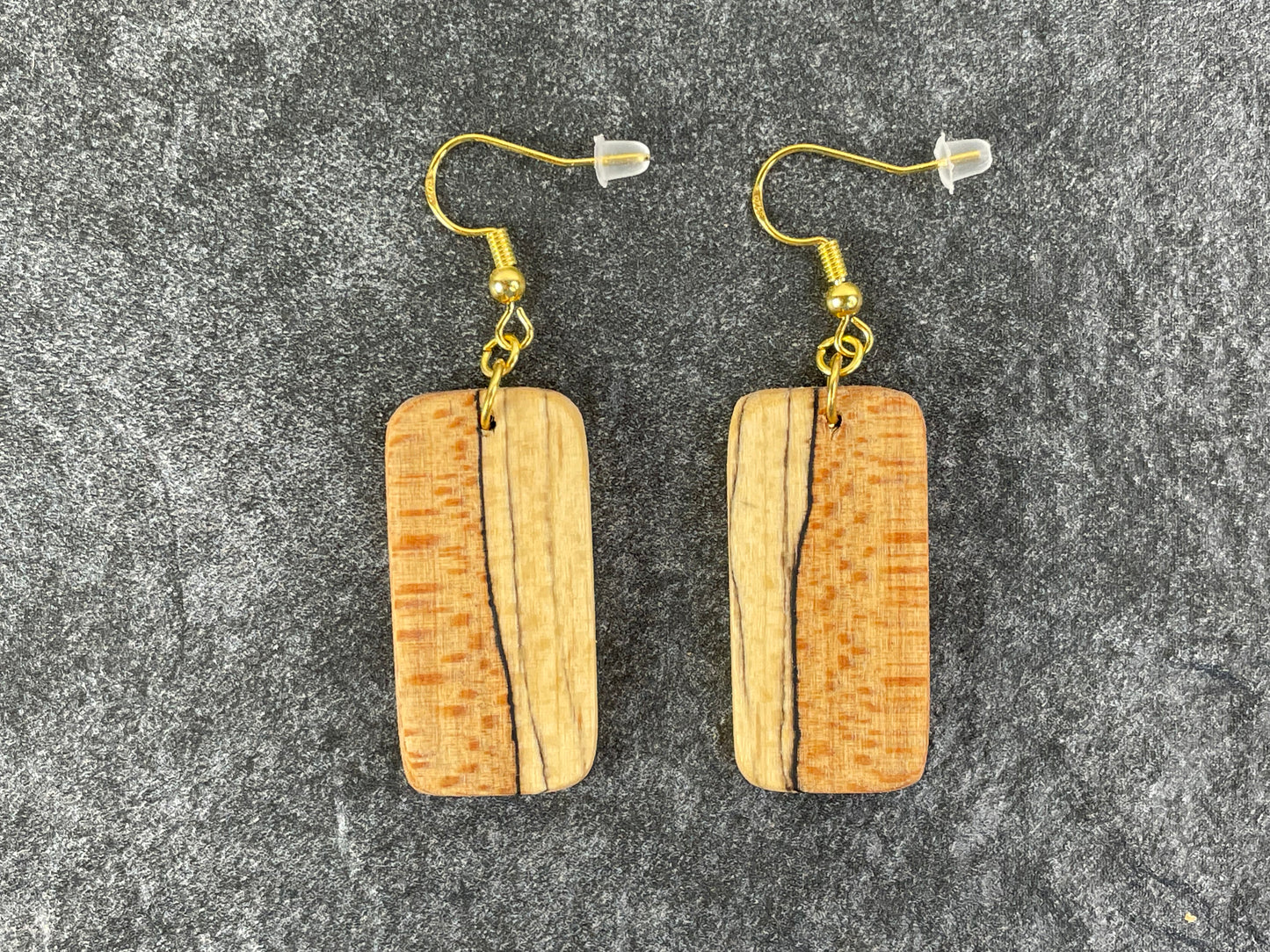Two-Tone Maple Rectangle Earrings