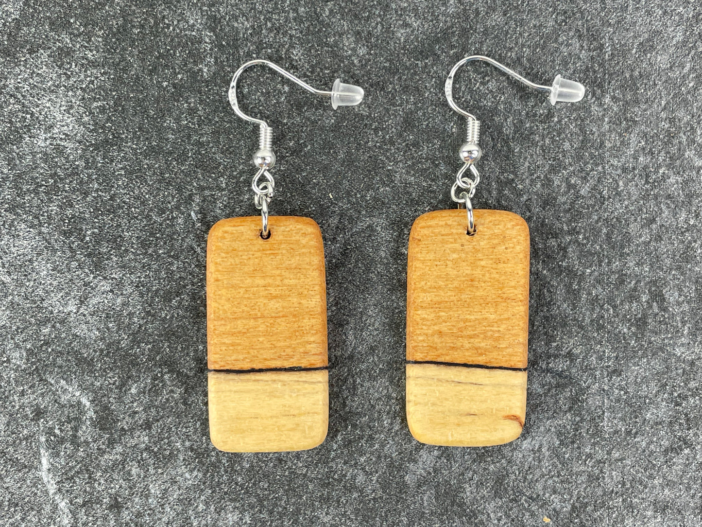 Two-Tone Maple Rectangle Earrings