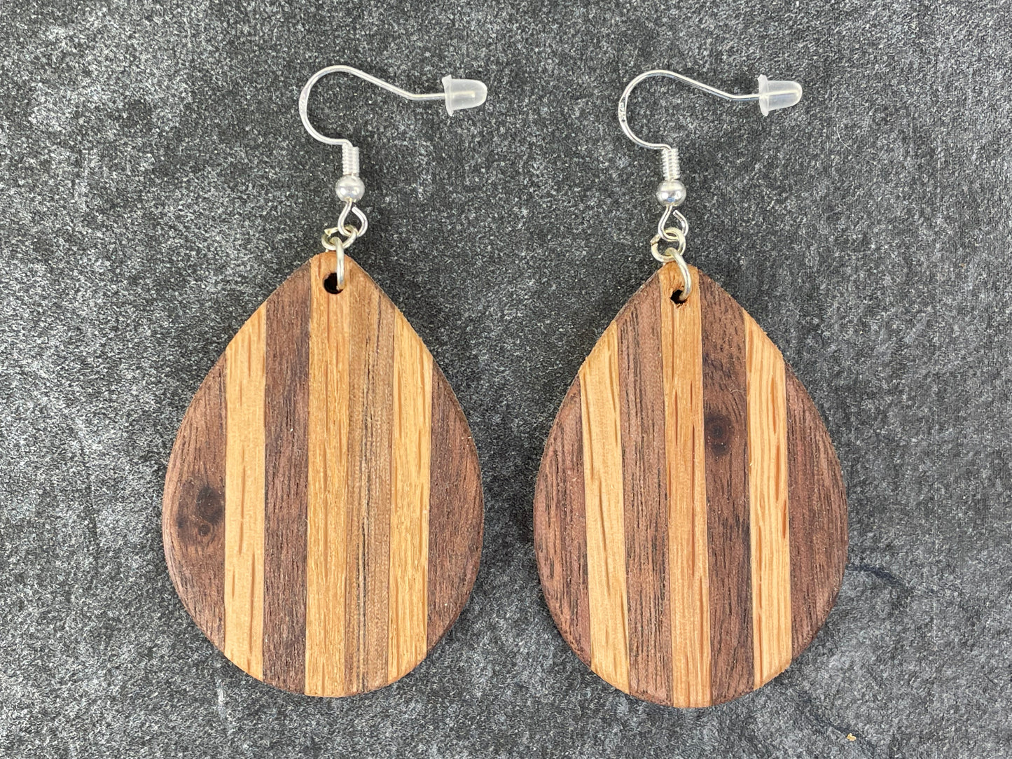 Walnut-Oak Teardop Earrings