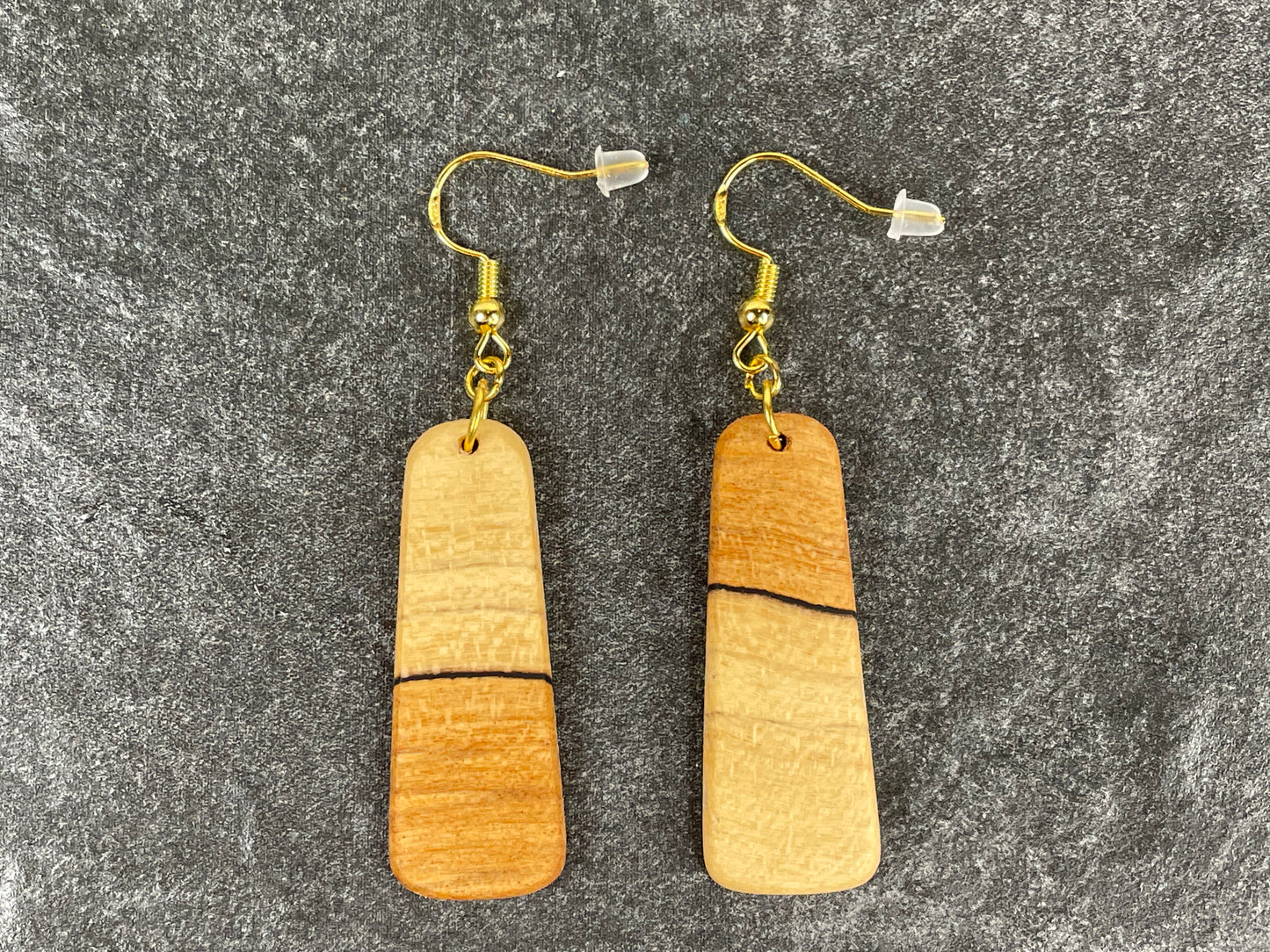 Two-Tone Maple Trapezoid Earrings