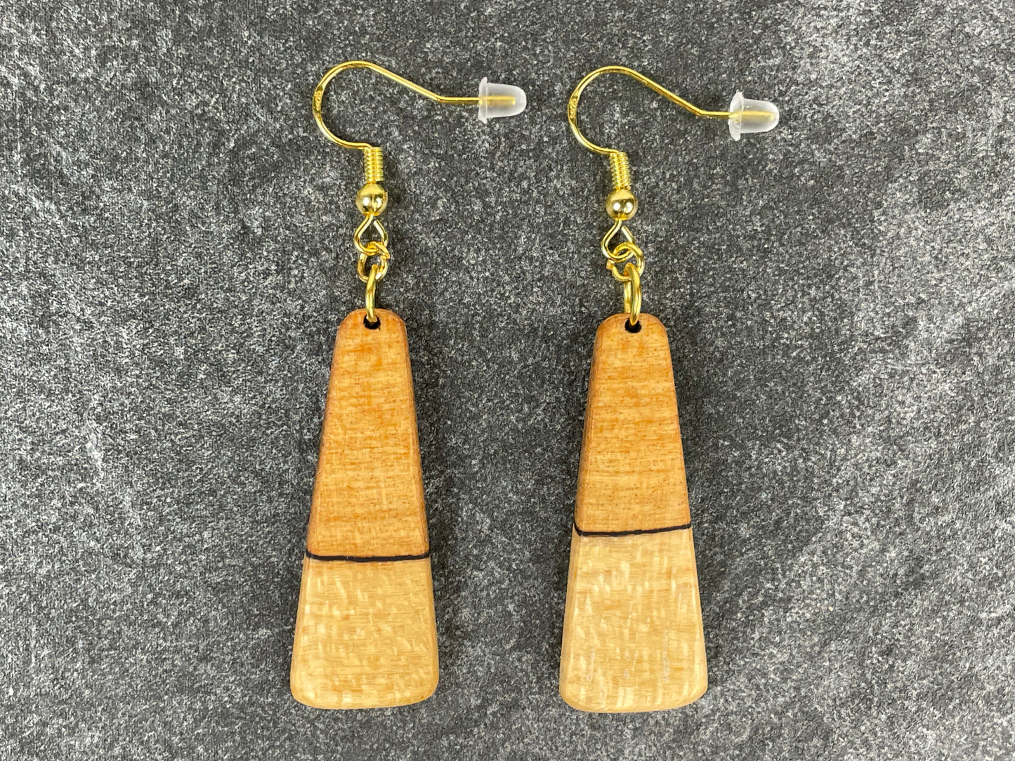 Two-Tone Maple Trapezoid Earrings
