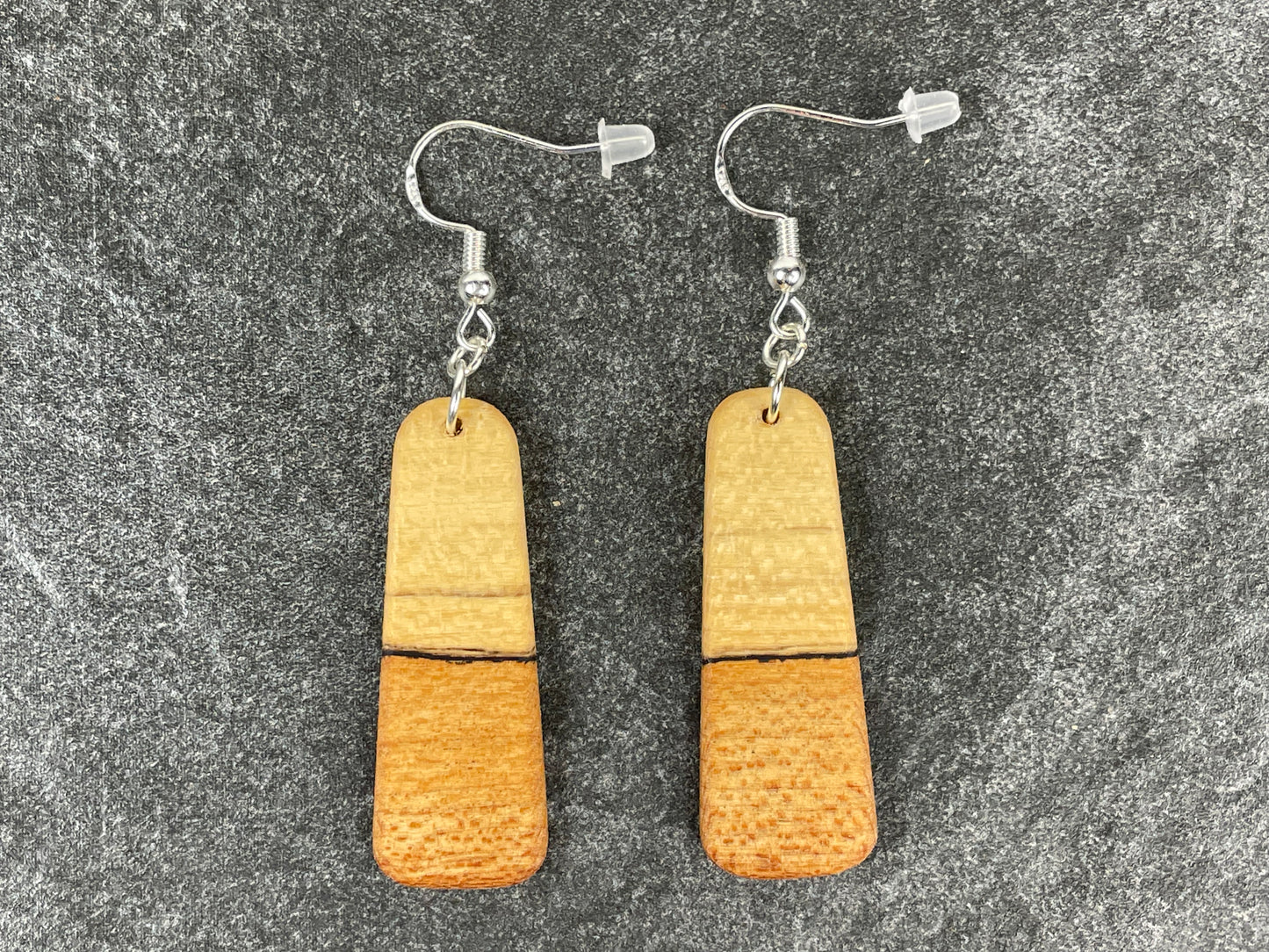 Two-Tone Maple Trapezoid Earrings
