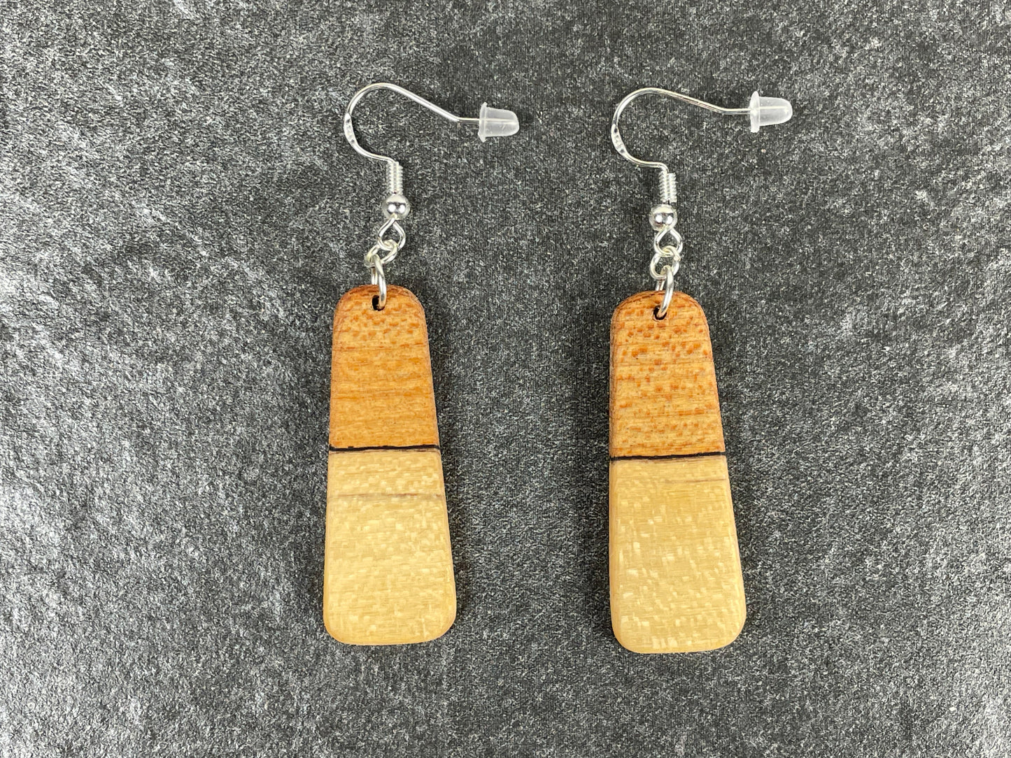 Two-Tone Maple Trapezoid Earrings