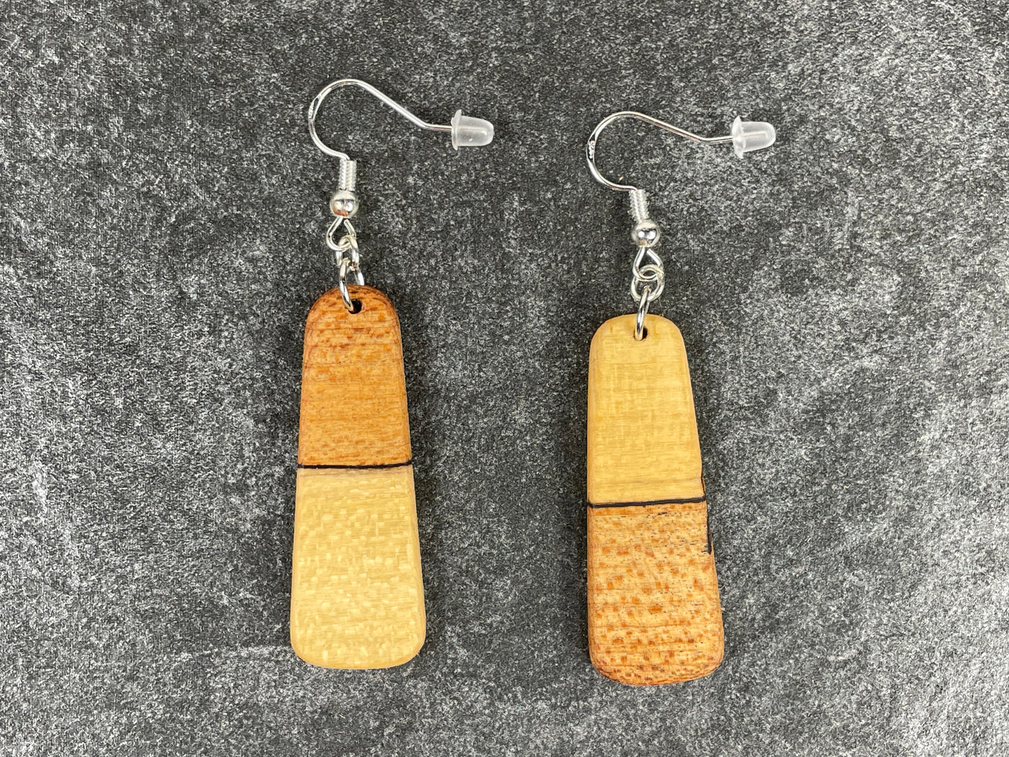 Two-Tone Maple Trapezoid Earrings
