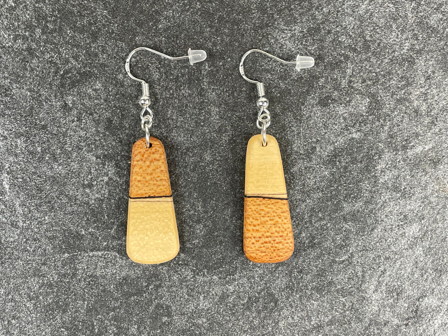 Two-Tone Maple Trapezoid Earrings