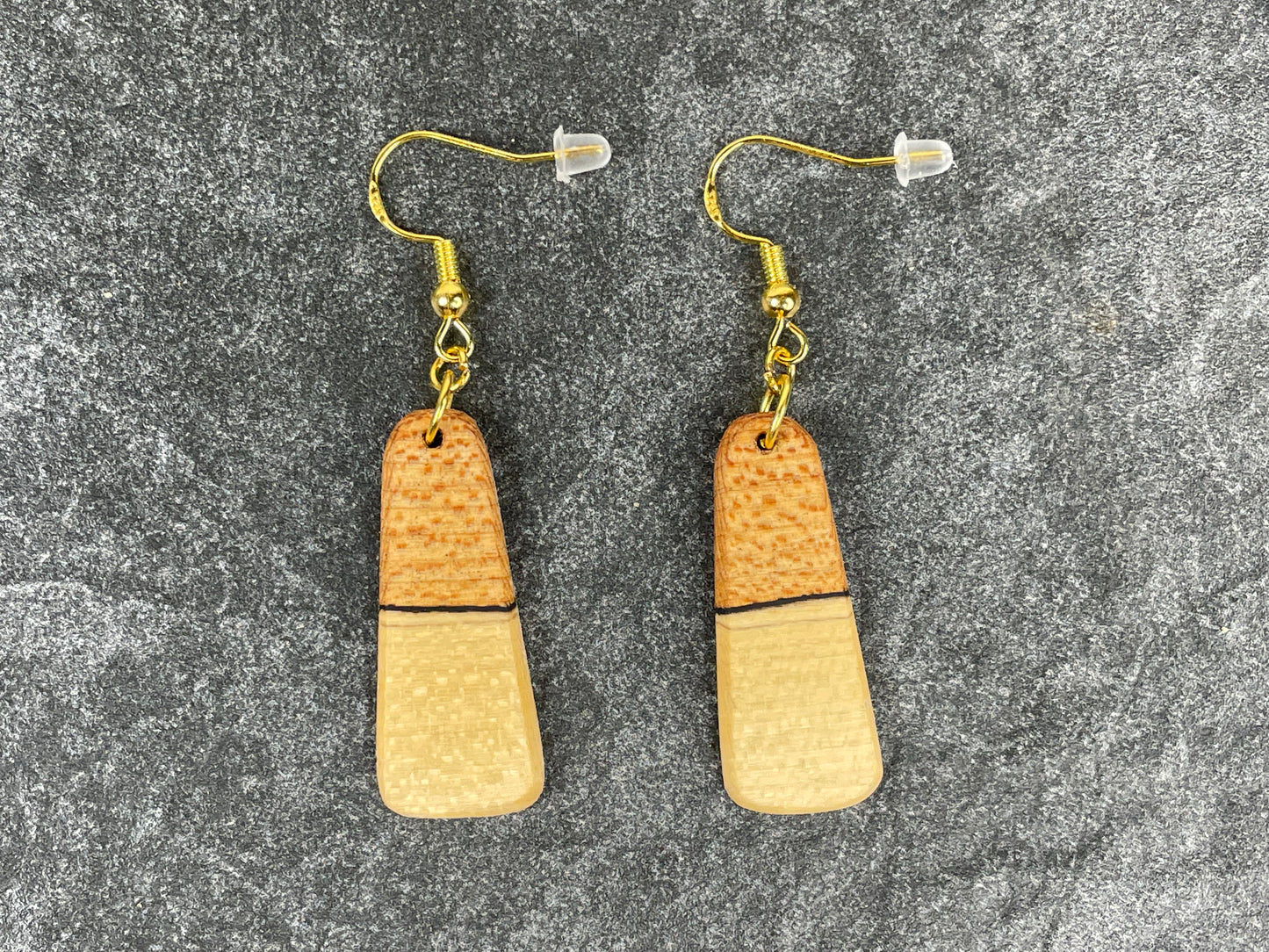 Two-Tone Maple Trapezoid Earrings