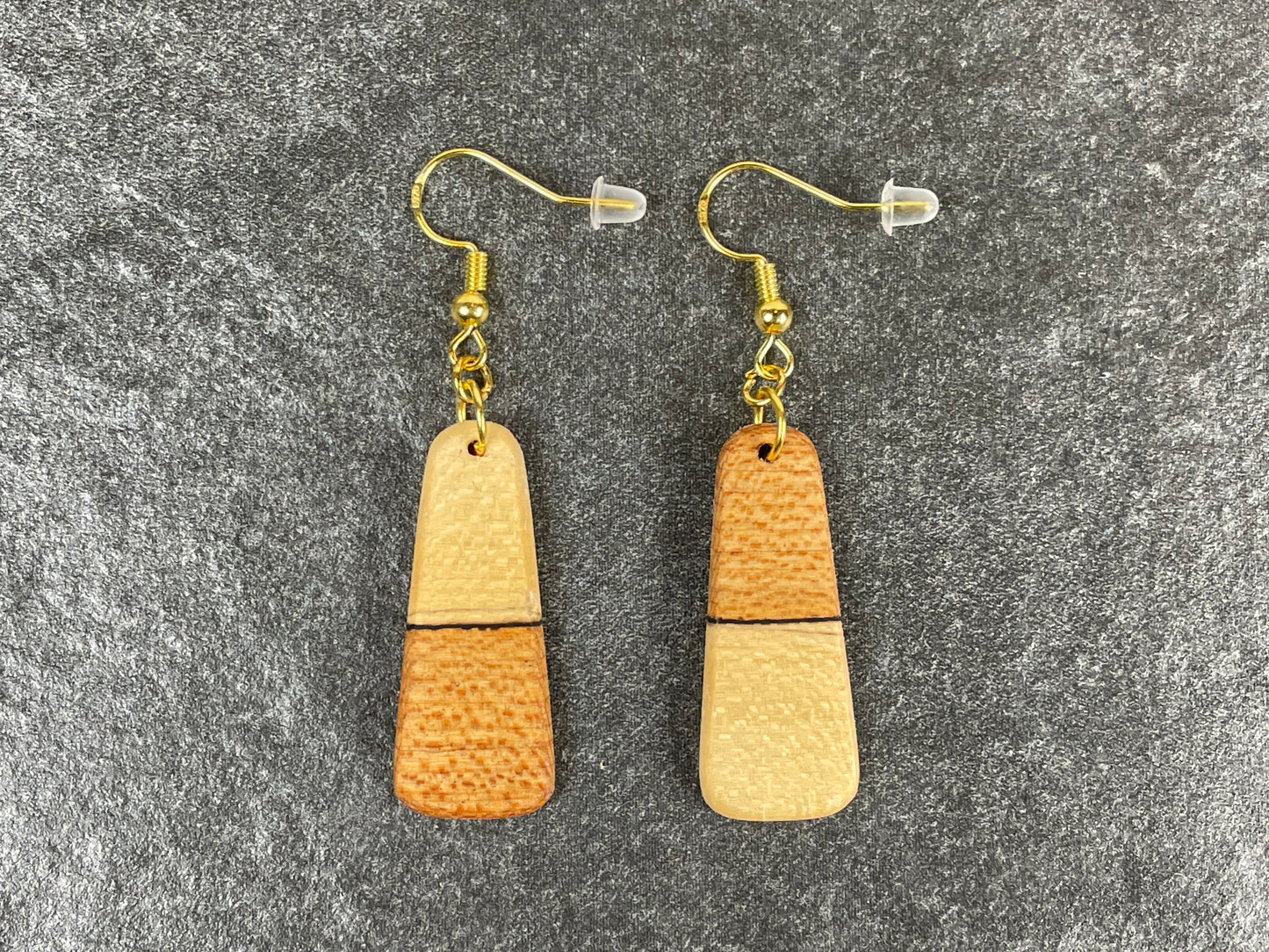 Two-Tone Maple Trapezoid Earrings