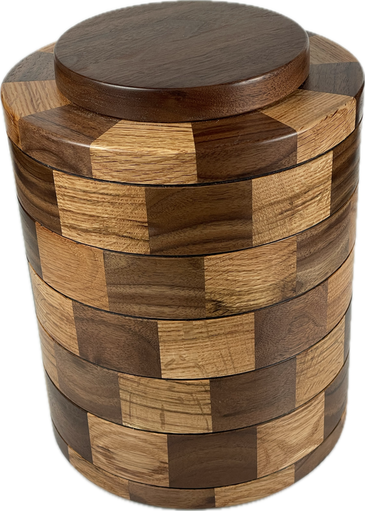 Segmented Cremation Urn - Walnut and Oak