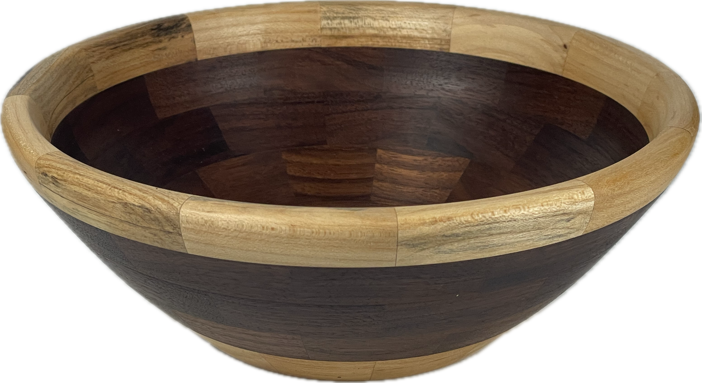 Segmented Walnut Bowl with Maple Rim and Base