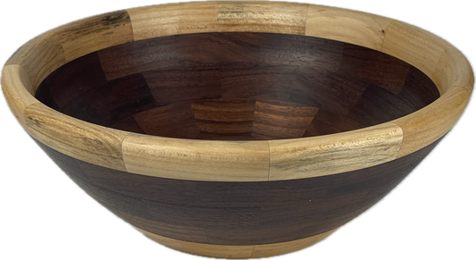 Segmented Walnut Bowl with Maple Rim and Base