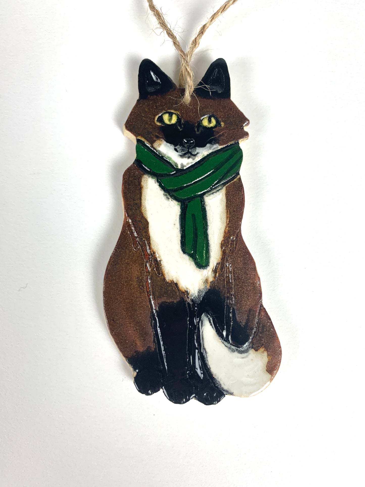 Green Scarf Fox Ornament