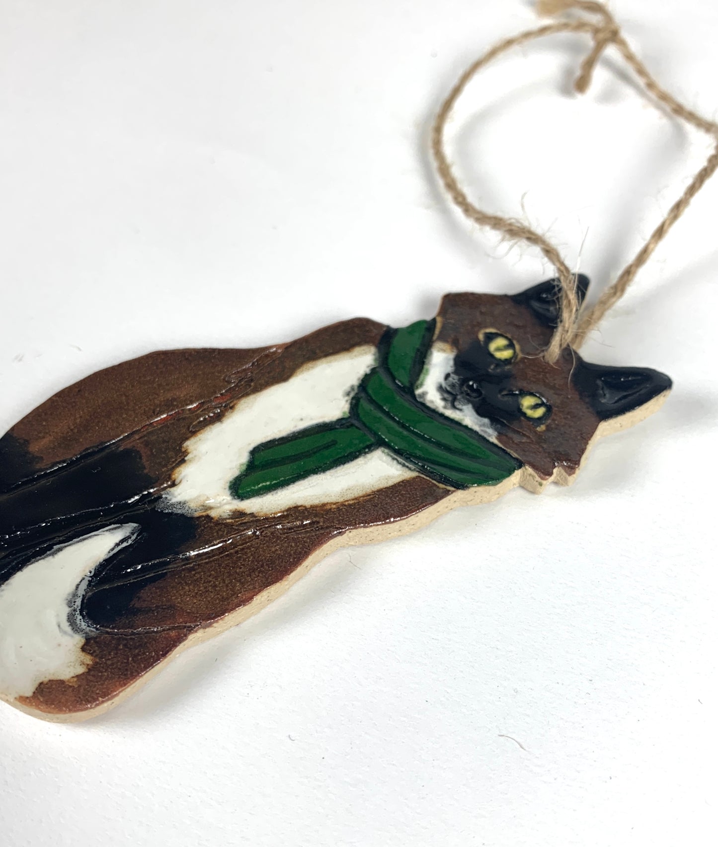Green Scarf Fox Ornament