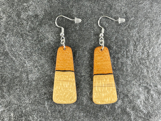 Two-Tone Maple Trapezoid Earrings