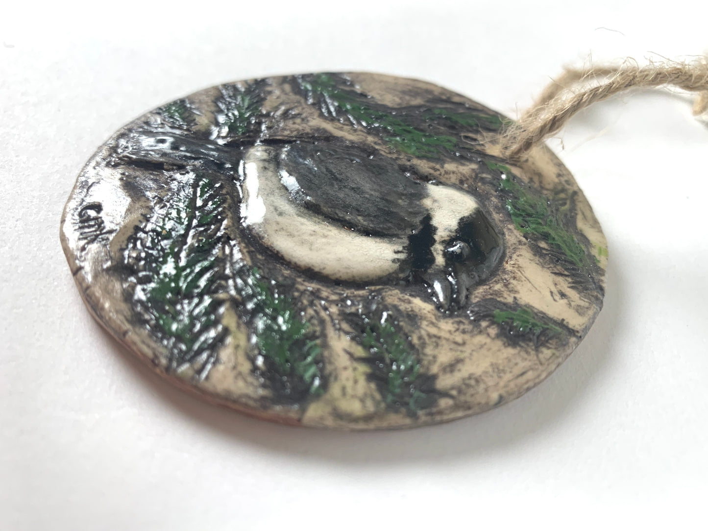 Pine Branch Chickadee Ornament