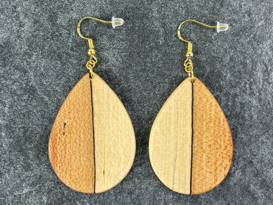 Two-Tone Maple Teardrop Earrings