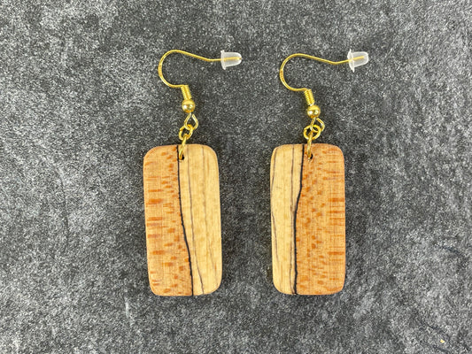 Two-Tone Maple Rectangle Earrings