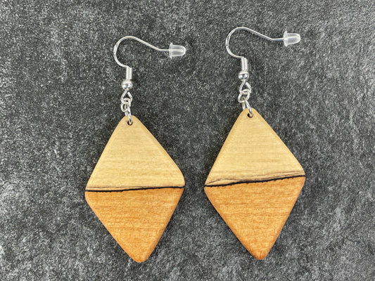 Two-Tone Maple Diamond-Shaped Earrings