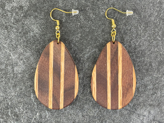 Walnut-Oak Teardop Earrings