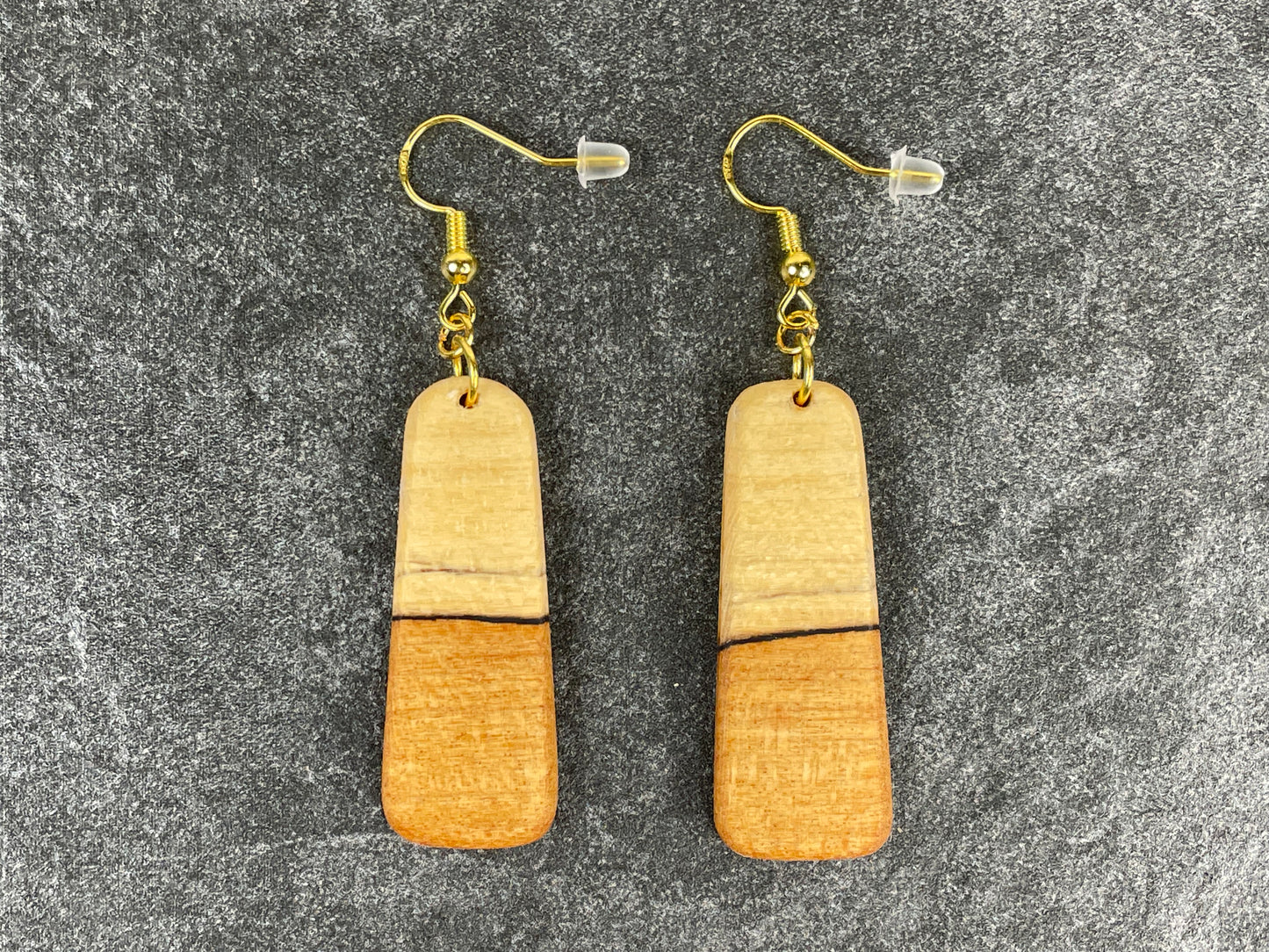 Two-Tone Maple Trapezoid Earrings