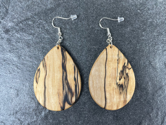Spalted Maple Teardrop Earrings